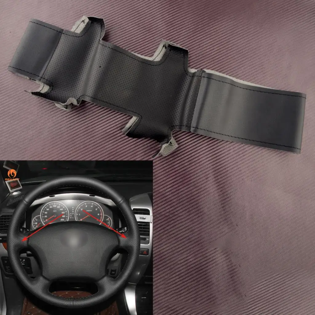 Black PU Leather Sewing Steering Wheel Cover Wrap DIY Kit Fit for Toyota Land Cruiser Prado 120 Tacoma Lexus LS400 GX GX470