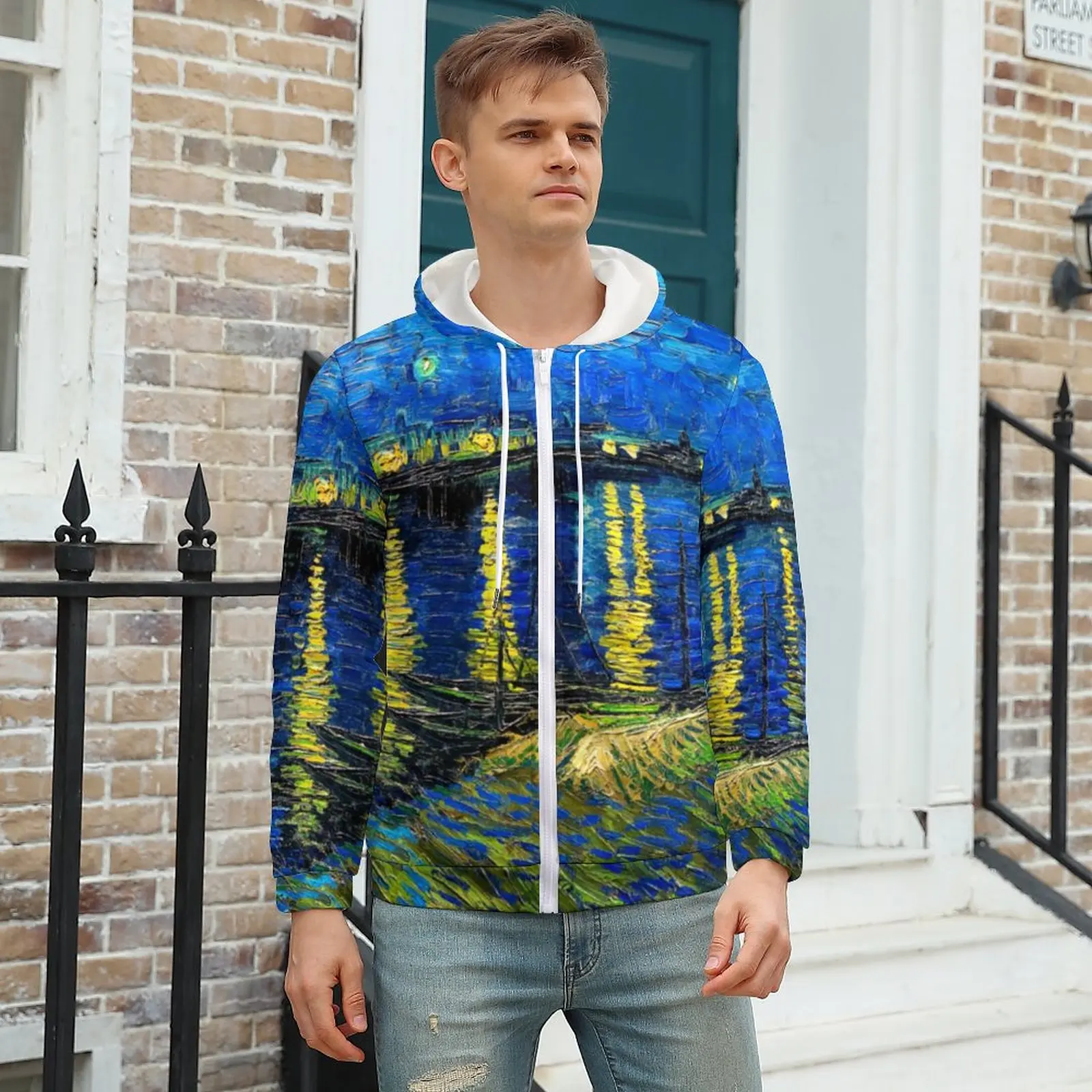 

Starry Night Loose Hoodies Men Vincent Van Gogh Street Fashion Hoodie Spring Long Sleeve Modern Custom Tops Big Size