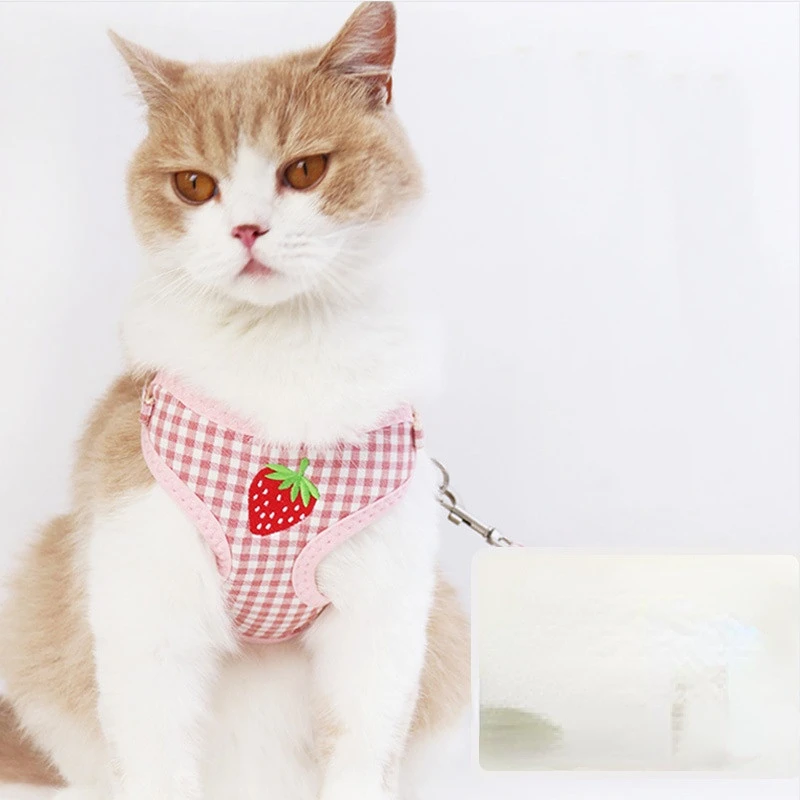

Жилет с рисунком котят и кошек, жаккардовый поводок с сумкой и вышивкой в клетку, товары для домашних животных Ragdoll Bluecat