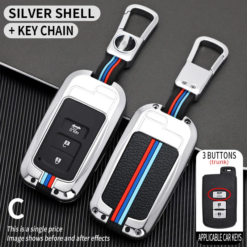 

For Toyota Camry Corolla Avalon Rav4 Land Cruiser Chr Auris 2 3 Button Car Key Case Cover Fob Protect Shell Keychain Accessories