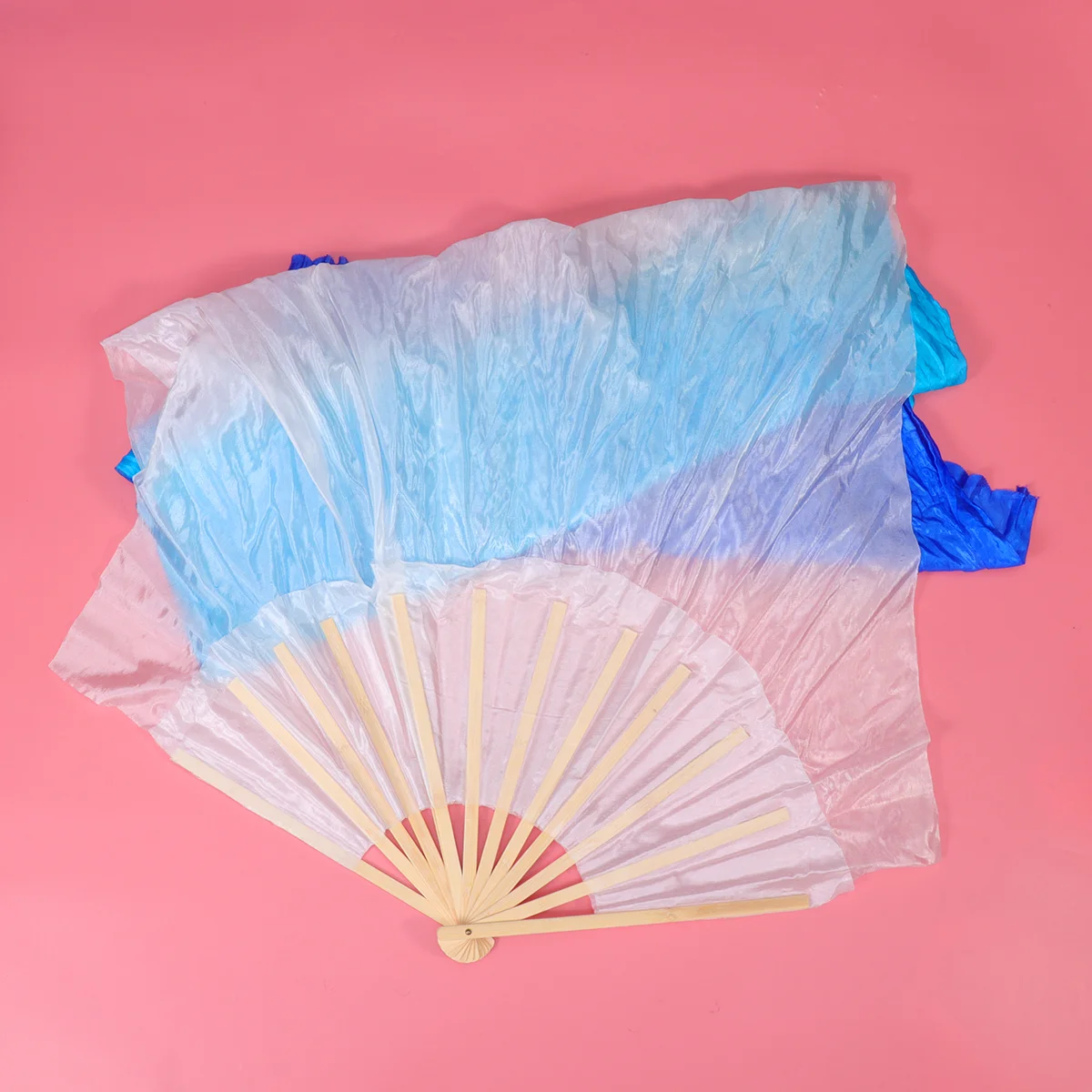 

Fan Veils Long Folding Fan Gradient Color Handheld Fans for Japanese Chinese Stage Performance Supplies 18m Blue