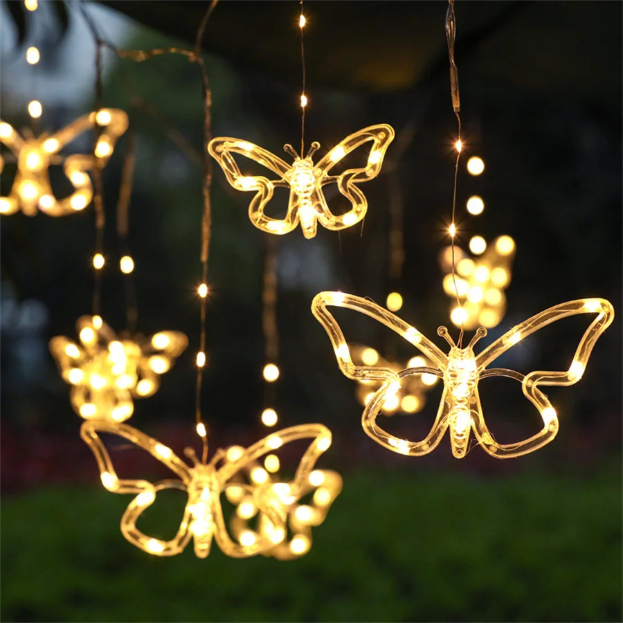 

Solar Butterfly Hanging Light Solar Butterfly Curtain Fairy String Light Outdoor Garden Decoration Garland for Yard Porch Patio