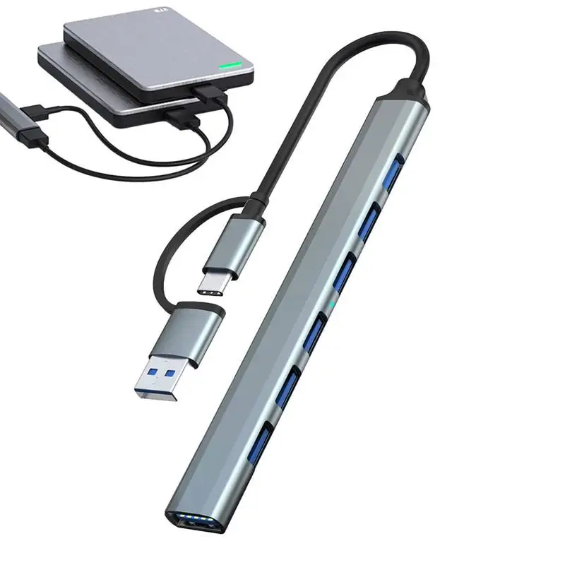 

Hub Mini Aluminum Alloy 7-in-Data Transfer Hub Card Reader Adapters For Work Business