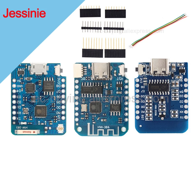 Фото WeMos LOLIN D1 Mini Pro NodeMcu Lua WIFI Интернет вещей IOT макетная плата модуль ESP-12F ESP8266 CH340G TYPE-C USB кабель №1