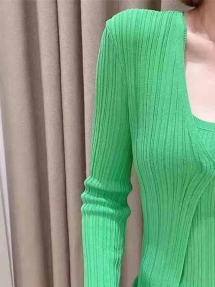 

Women Sweater V-neck Metal Button Knitted Cardigan Ruffled Solid Single Breasted Jacket Slim Fit Casual