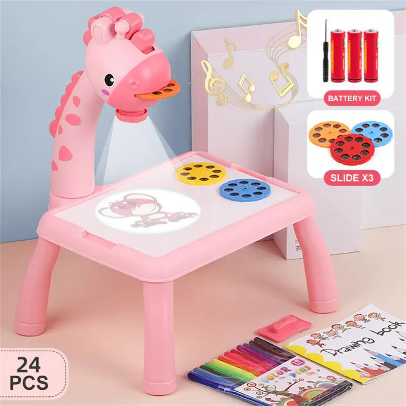 

Intelligent Toys Kindergarten Childrens Draw Table Multifunctional Cute Projection Drawing Board Projector Painting Set Durable