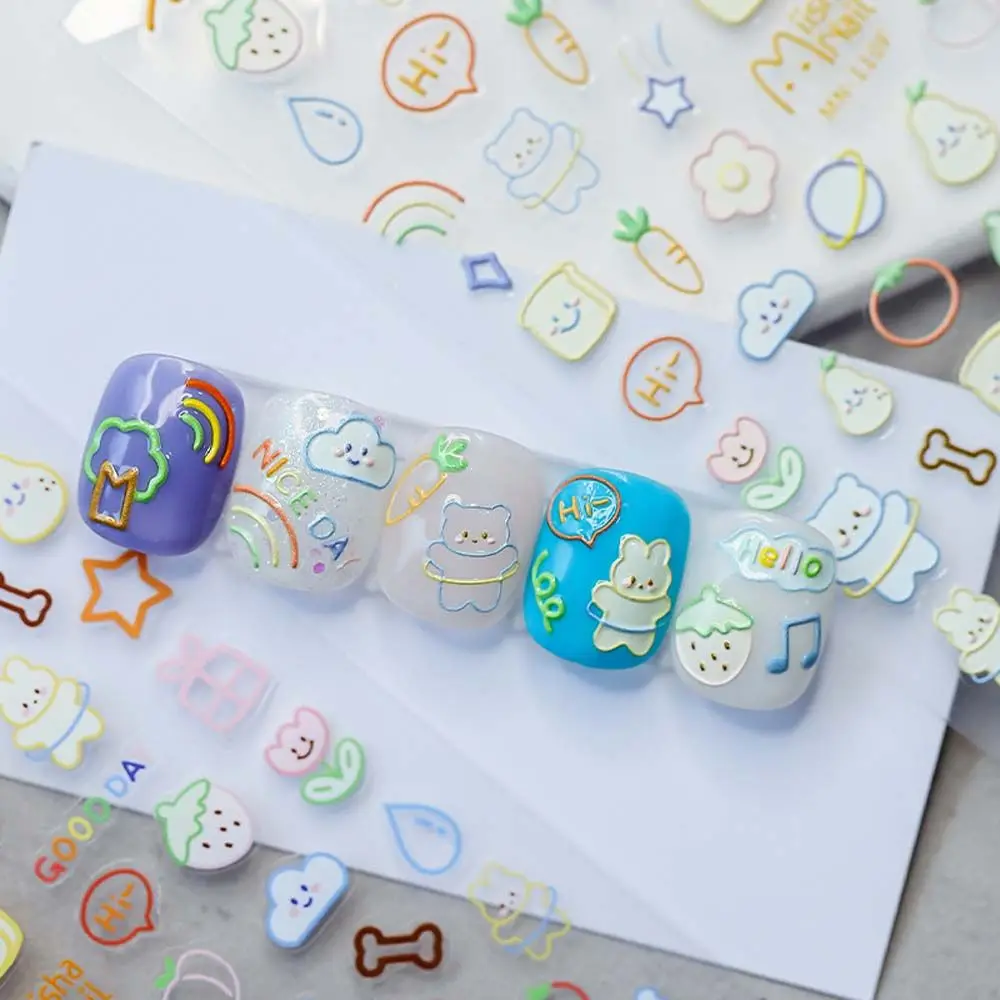 

Self Adhesive Manicure Accessories Cartoon Nail Stickers Flowers Nail Decals Nail Art Decorations Bow Nail Stickers