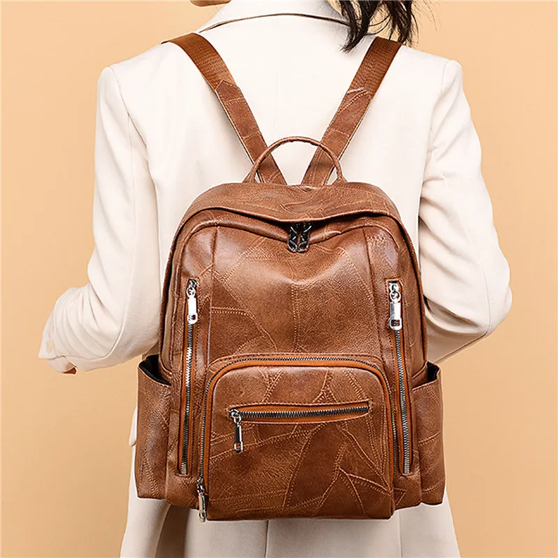

Элегантный рюкзак, женский кожаный рюкзак, Высококачественная женская сумка на плечо, повседневный рюкзак, кошелек, школьный рюкзак для дев...