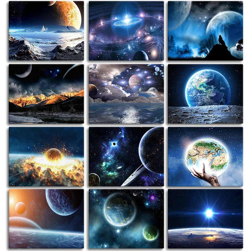 

GATYZTORY DIY oil Painting By Numbers Kit Scenery art work diy Paintings acrylic paint by numbers Space On Canvas By Numbers