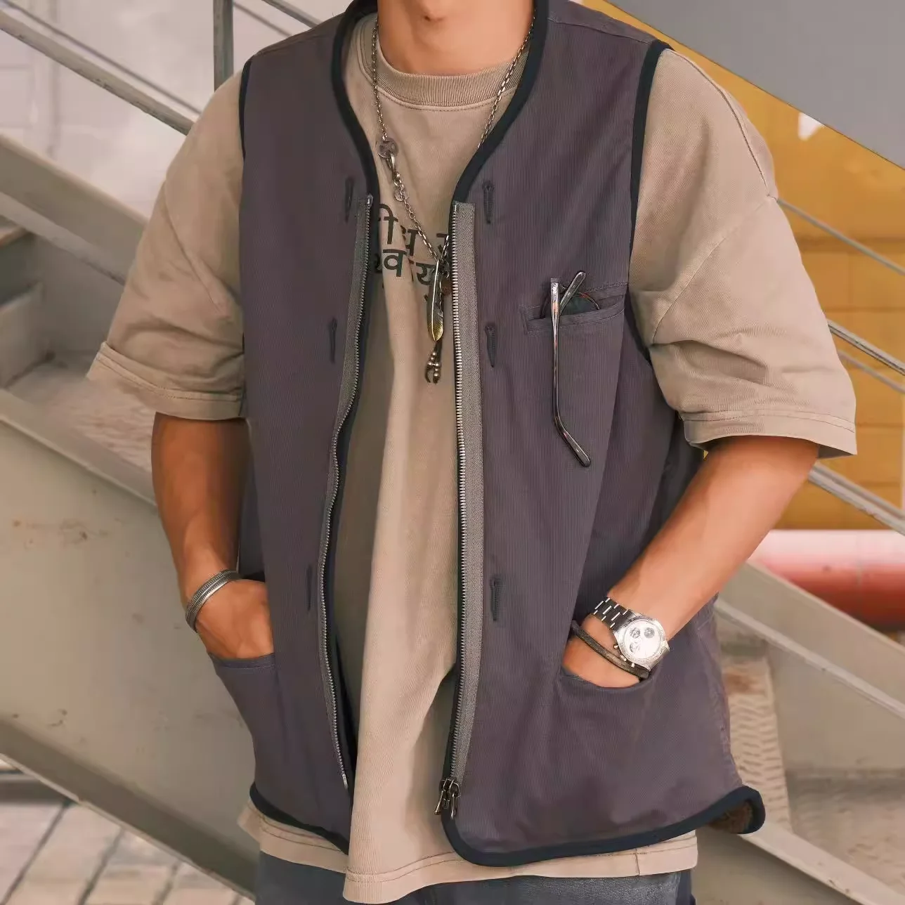 Мужской двусторонний жилет с подкладкой VISVIM 23SS военный японский тренд