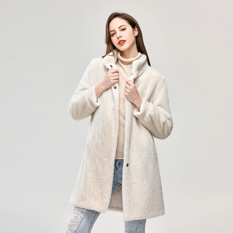 Winter Woman Coat 2022 Luxury Faux Mink Fur Fluffy Jacket Designer European American Long Sleeves Y2k Fashion Free Shipping