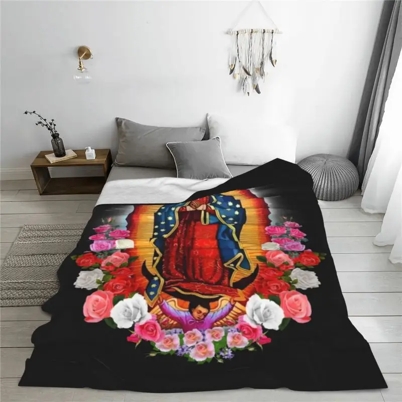Ультра-мягкие флисовые покрывала на заказ Дева Мария Гуадалупе теплое