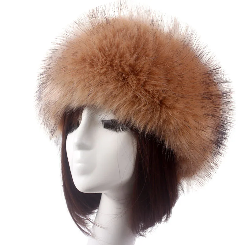 10pcs/lot Winter Hat Wholesale Thick Furry Hairband Fluffy Russian Faux Fur Girl Fur Headband Outdoor Earwarmer Ski Warm Hats