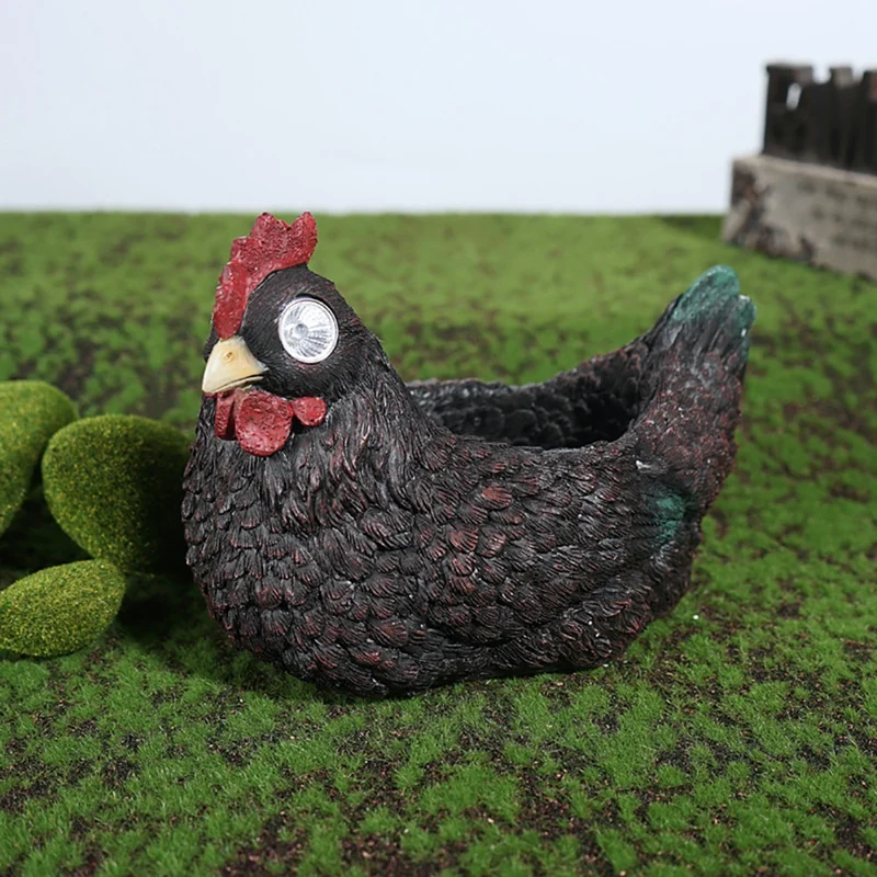 

Creative Resin Hen Solar Animal Garden Statue Ornaments With LED Lights Hen Figurine Solar Light Decoration
