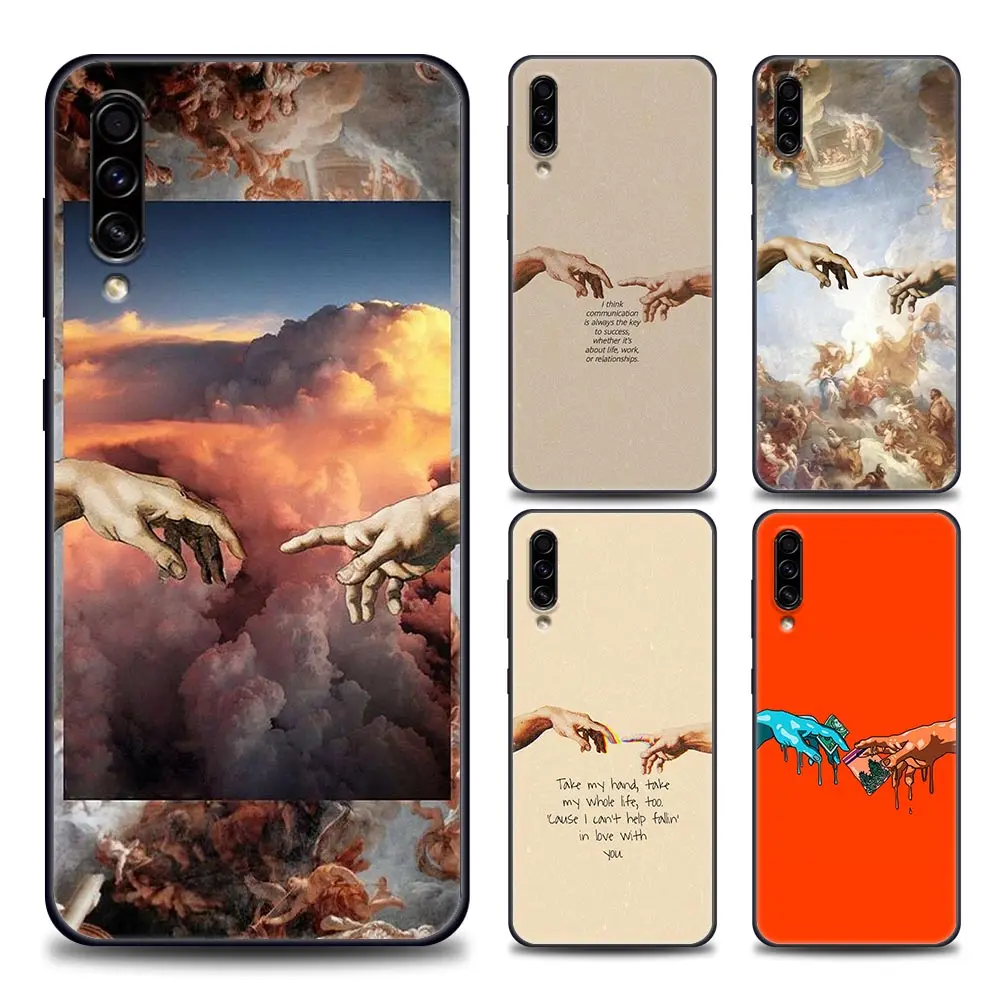 

Phone Case for Samsung A10 e S A20 A30 A30s A40 A50 A60 A70 A80 A90 5G A7 A8 2018 Soft Silicone Funny Hand Michelangelo Hands