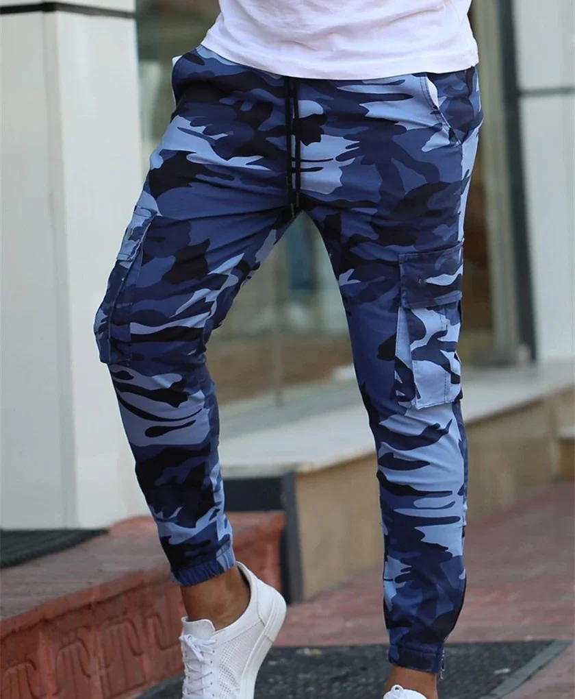 

Color Camo Camouflage Cargo Pants 2022 Men Women Casual Streetwear Pockets Jogger blue Tactical Sweatpants Hip Hop Trouser