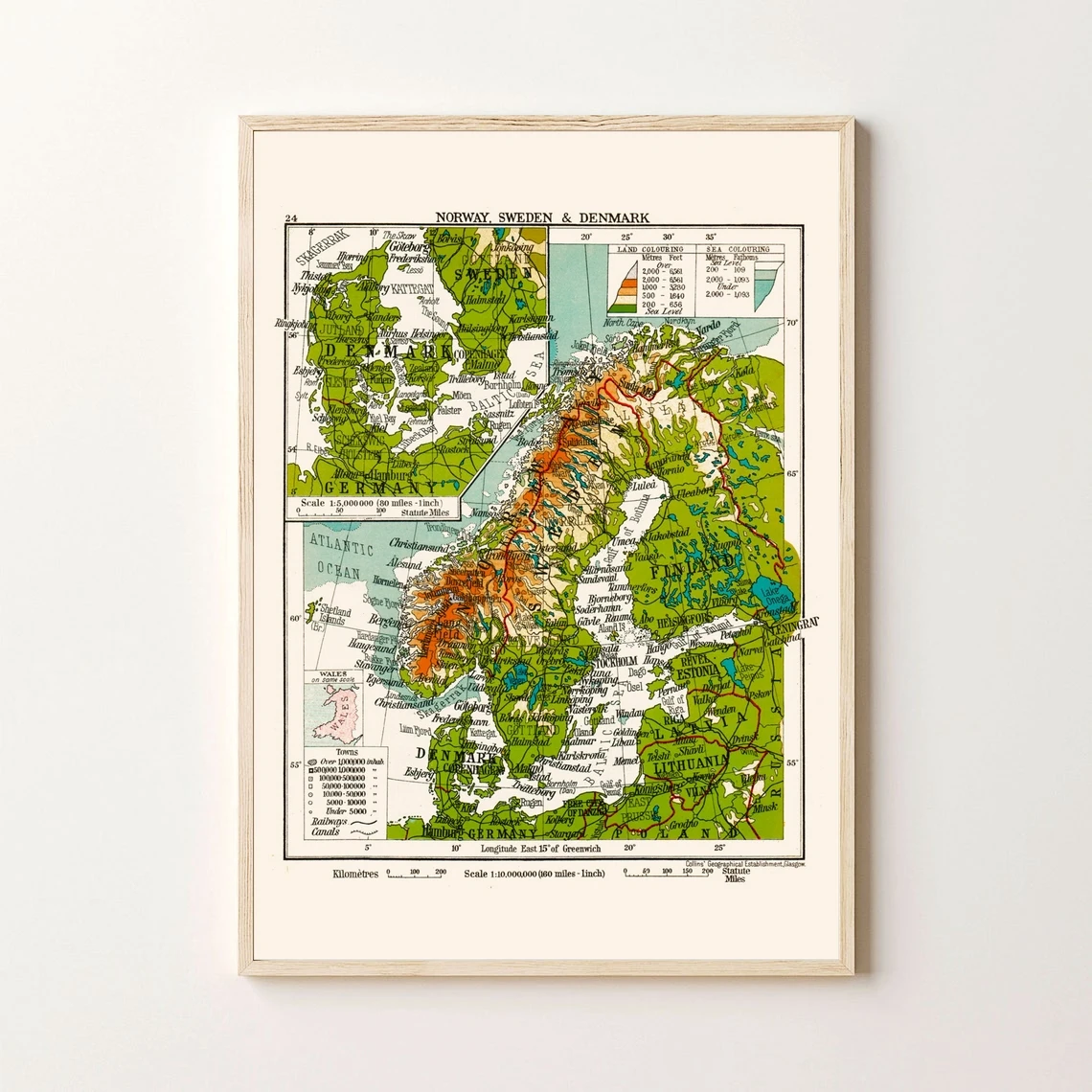 Винтажная карта Скандинавии-винтажная Дании винтажная Карта Швеции Норвегии