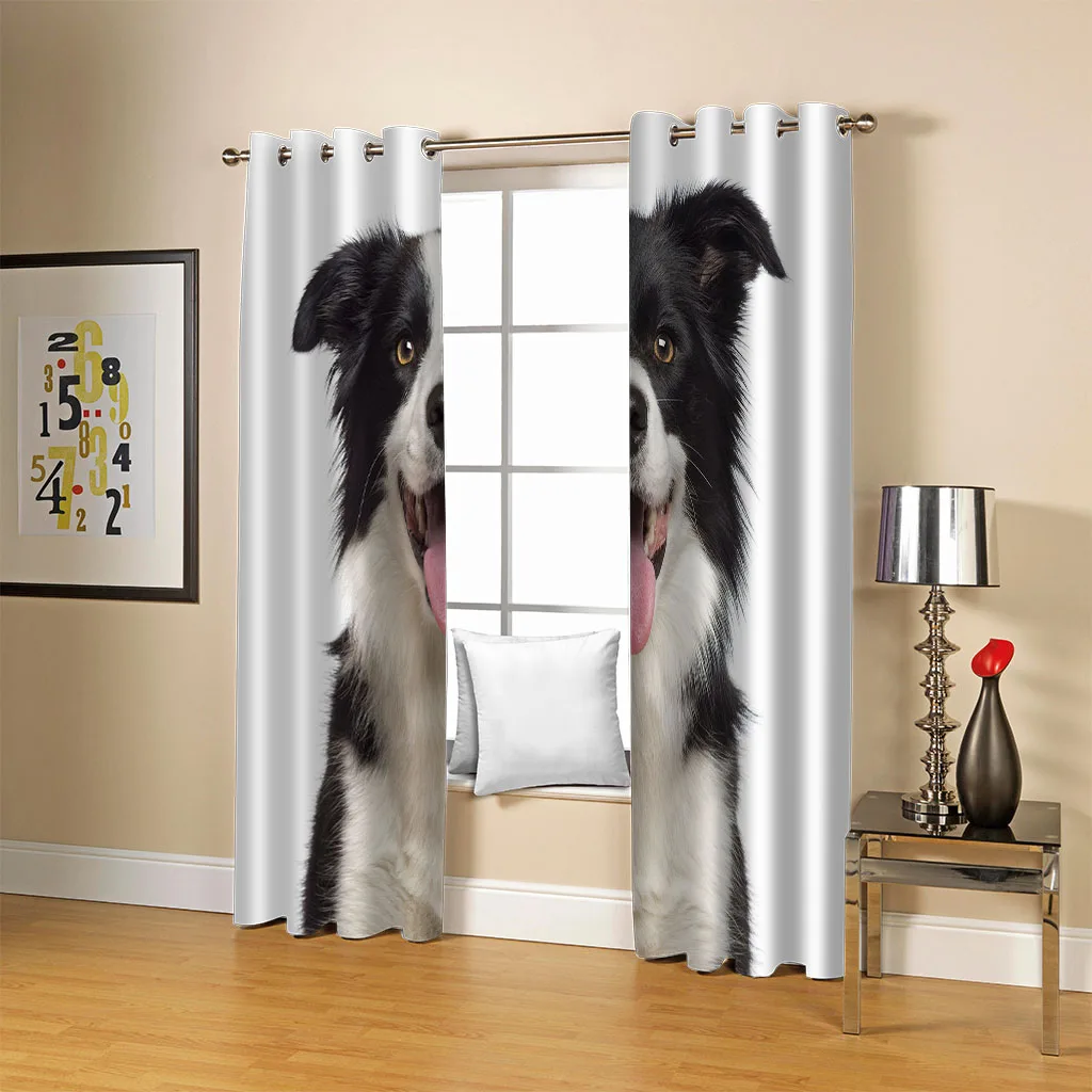 Customized Blackout Curtain Animal Dog Prints Curtains 2 Panel Living Room Bedroom Home Decor Den Children'S Free De