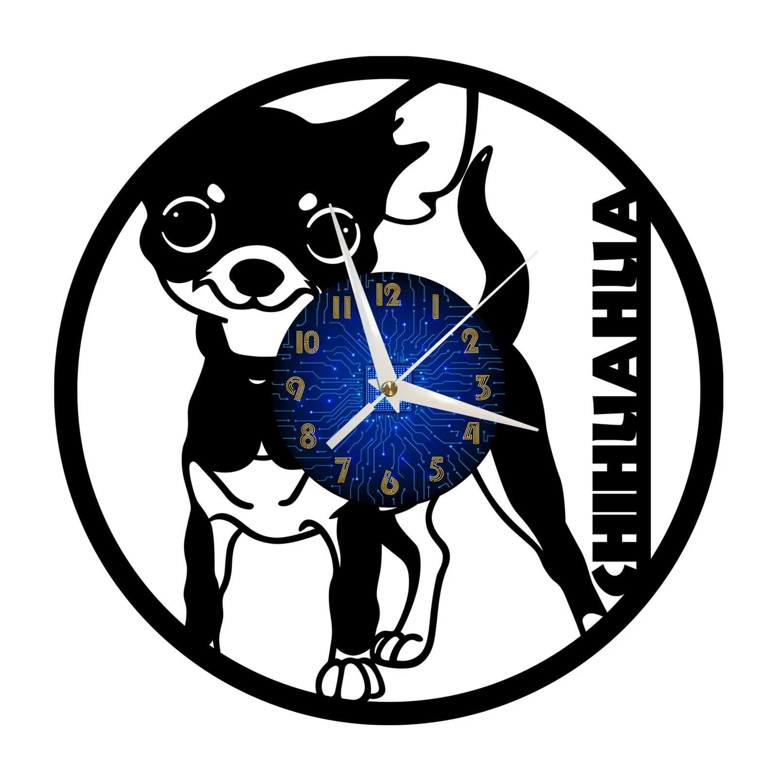 

Chihuahua Dog Theme 12 Inch Vinyl Record Wall Clock Battery Operated Silent Non-Ticking