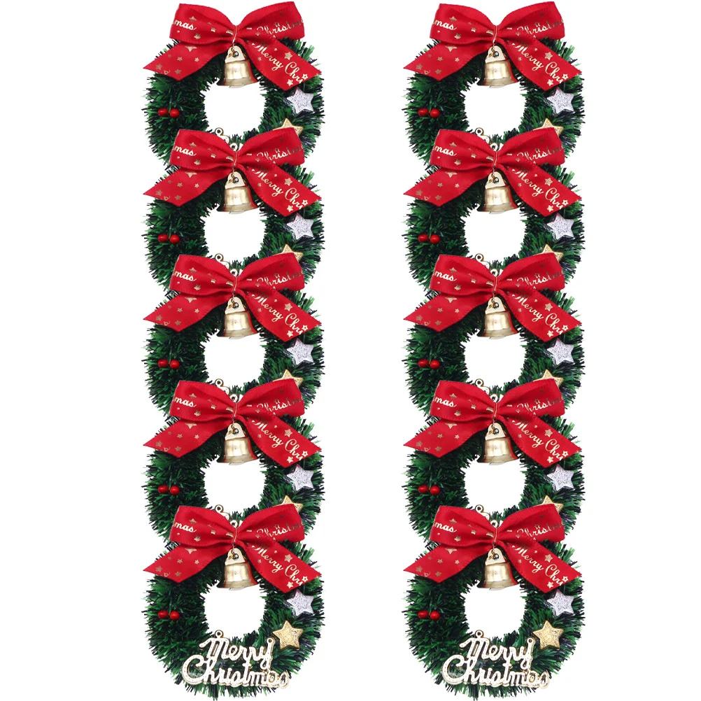 

10 Pcs Christmas Garland Wreath Tree Wreaths Toy Garlands Decorations Simulated Mini House Decorative