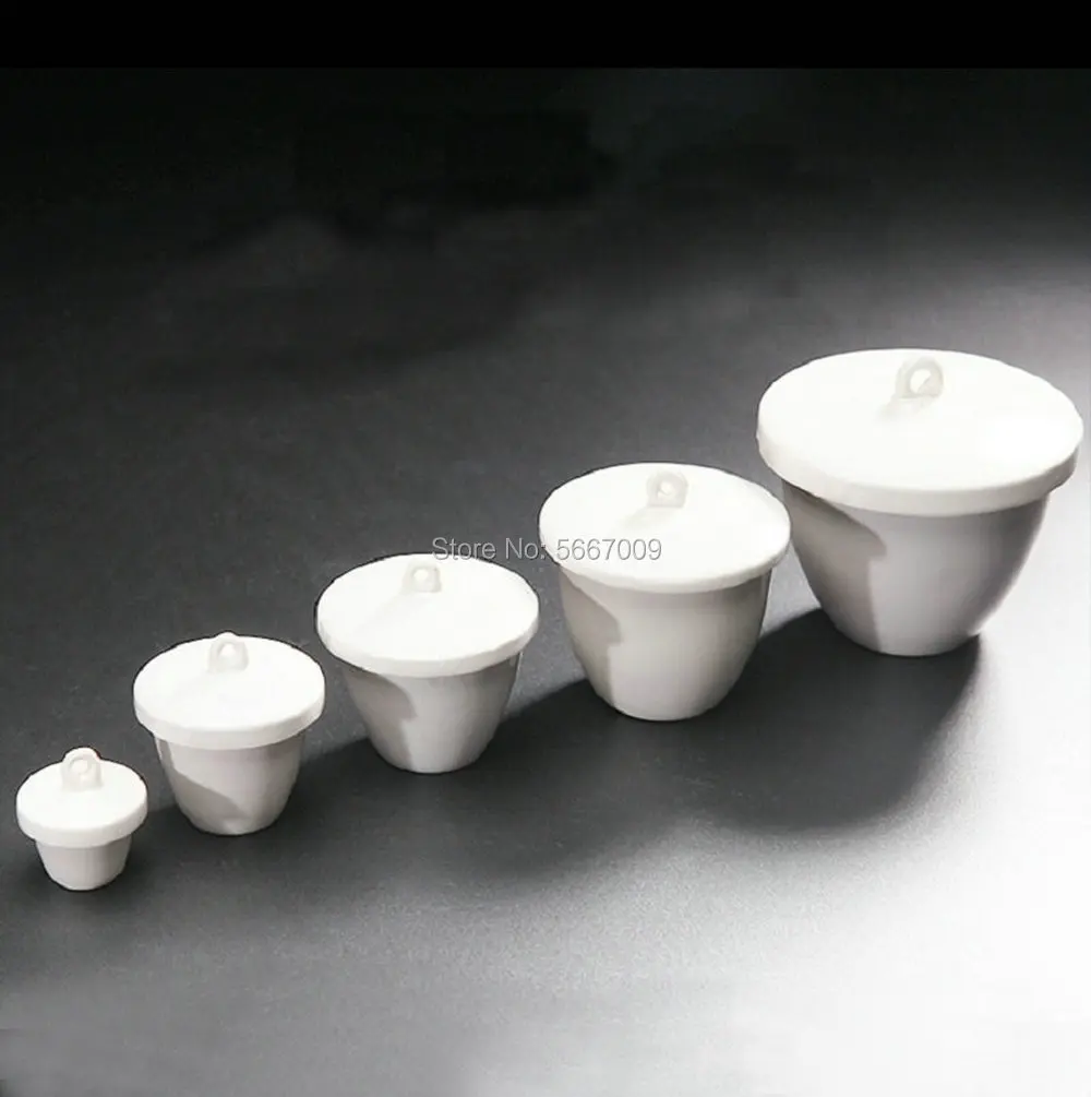 All size available 5ml to 300ml Porcelain crucible lab 1/2/5/10pcs ceramic crucible with lid for school labratory experiment