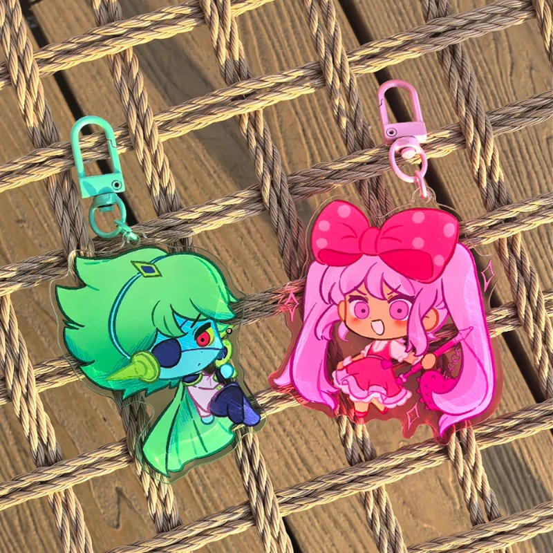 Фото Брелок для ключей Game OMORI Spaceboy Sweetheart, кавайный акриловый кулон, 2 шт./компл., аксессуар для сумки, украшение, реквизит №2