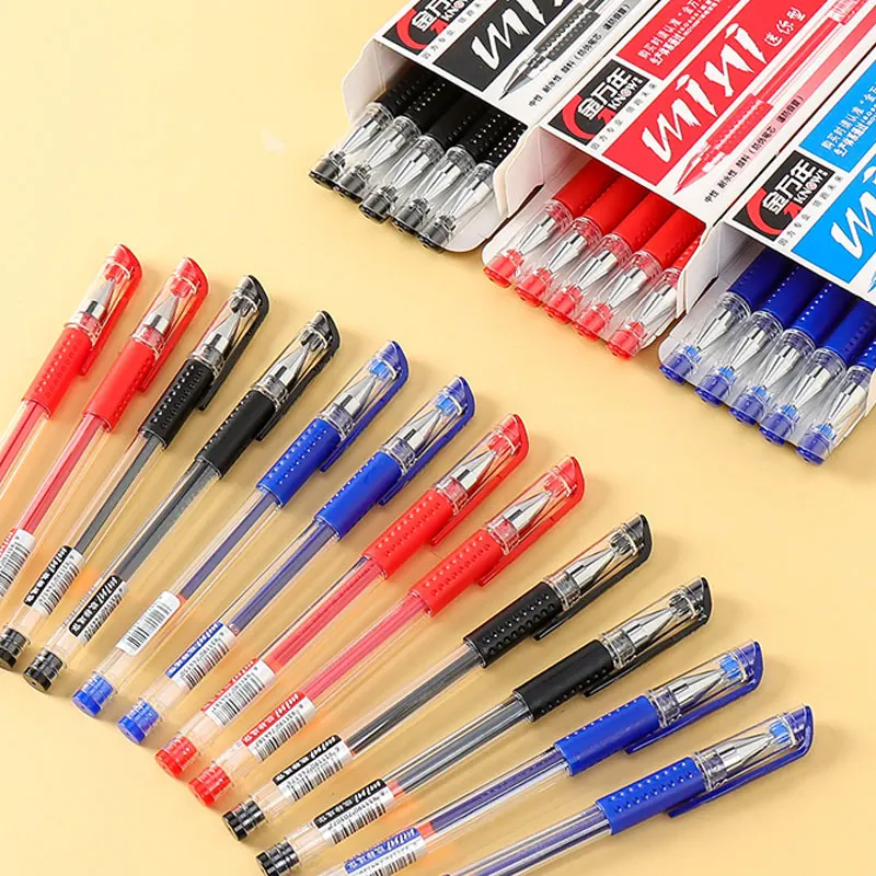 GENVANA 12Pcs Gel Pens Black/Red/Blue 0.5mm 20pcs Gel Ink Refills Stationery for Student Test Schoo Office Writing Supplies