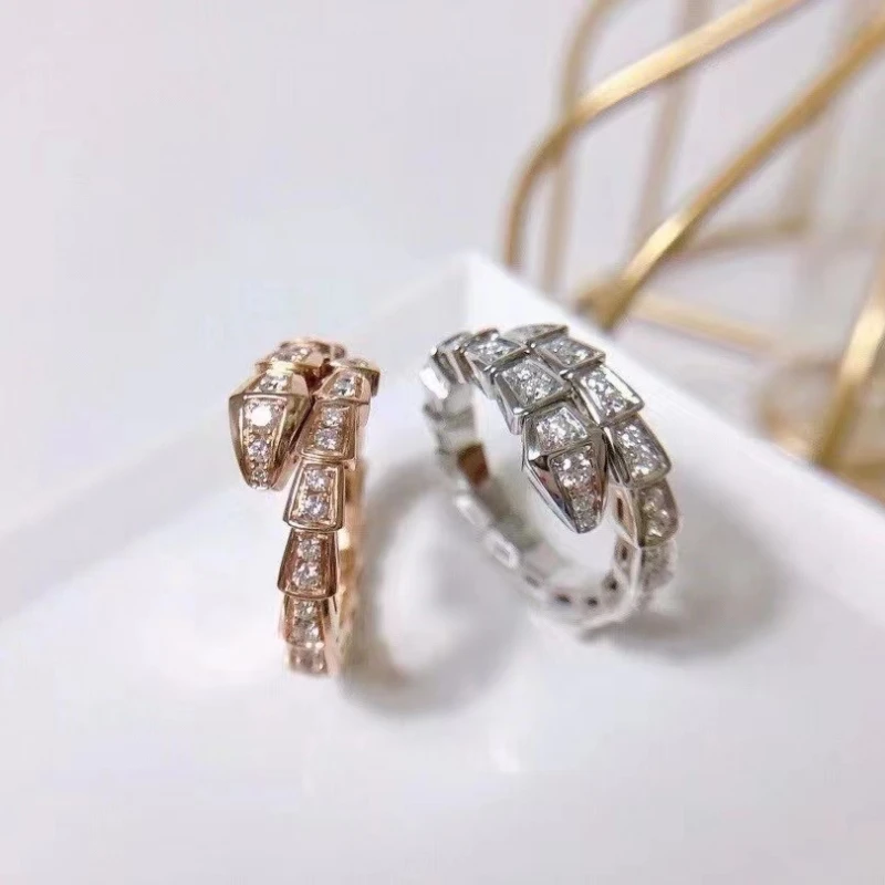 

925 Silver Plated Snake Ring with Luxury Temperament from Europe and America, Women's Fashion Brand Jewelry Gift