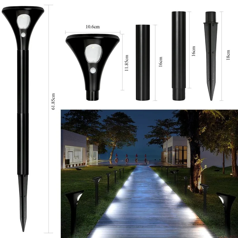 

2PCS Solar LED Lawn Spotlight PIR Human Body Induction Sensor Outdoor Garden Yard Waterproof Path Lamp Solar Garden Light