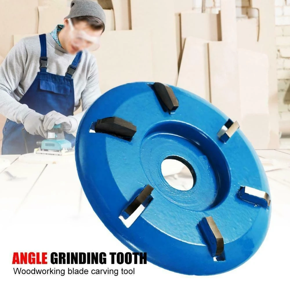 6 Teeth Angle Grinder Wood Carving Disc Milling Cutter 90x20mm Alloy Round Tea Tray Excavation Flat Teeth Grinding Plane