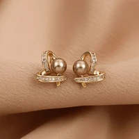 2022 new luxury heart pearl stud earrings korean fashion charm woman earring unusual jewelry party girl rhinestones accessories