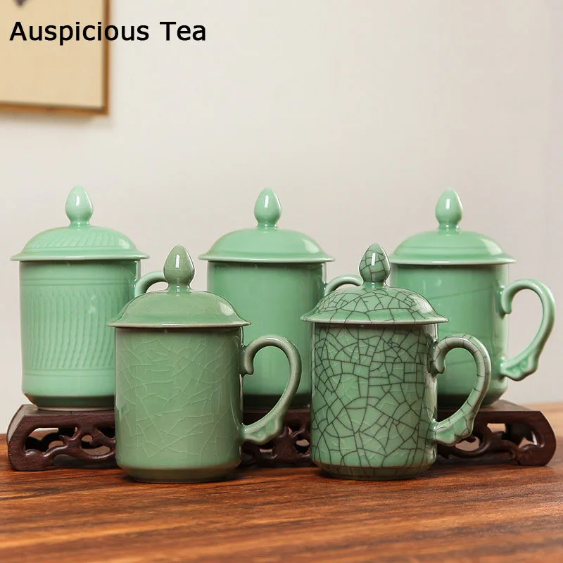 

450ml Longquan Celadon High Capacity Heat-resistant Ceramics Mugs Handmade Home Office Hand Grasp Cup Accessories Gift Packaging