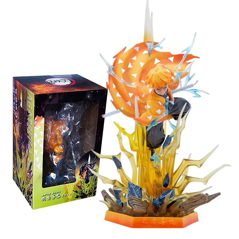 

Demon Slayer Kimetsu No Yaiba Action Figure Toys Zenitsu Figure Figurine Figuras Anime PVC GK Statue Model Gift for Children