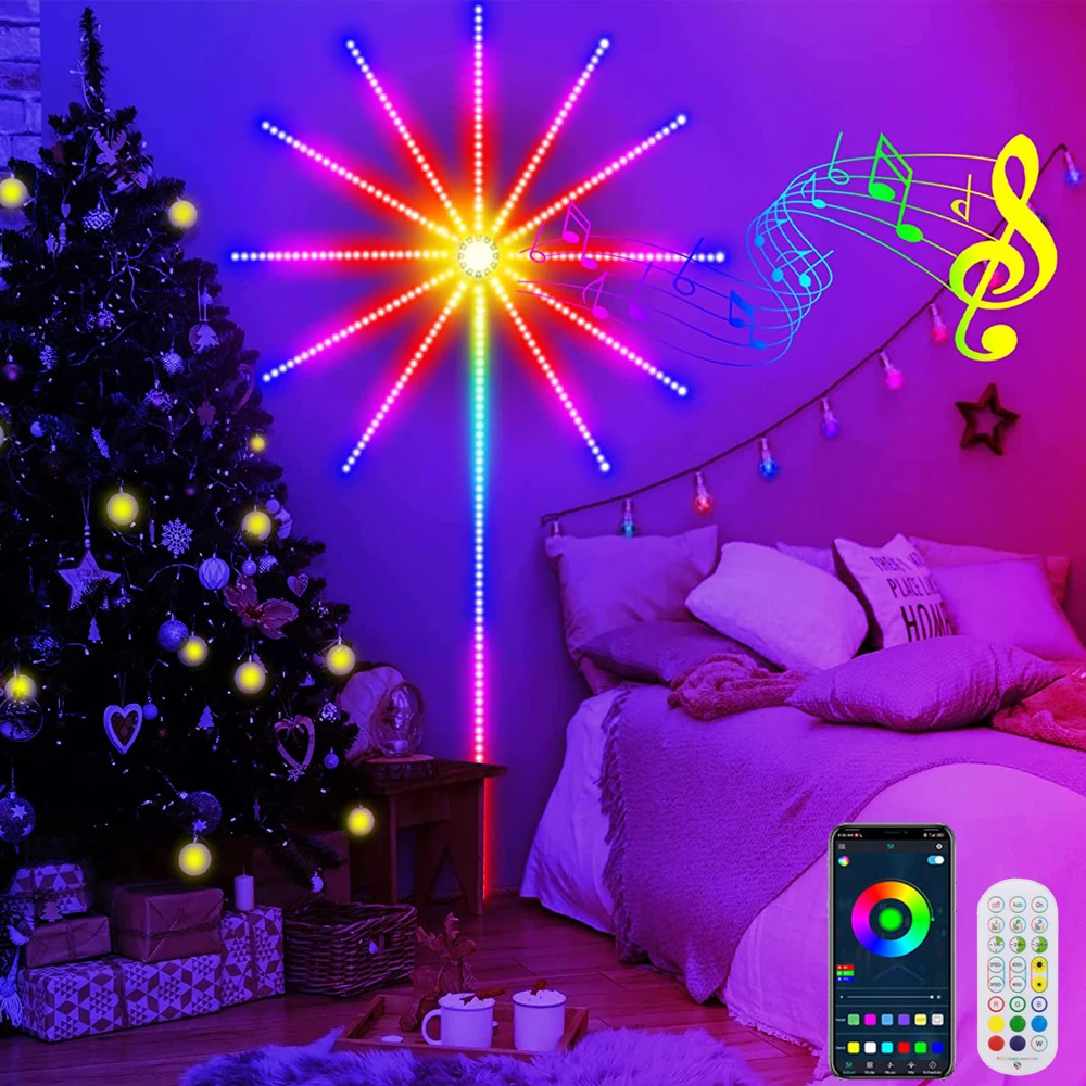 2023NEW Smart LED Light Strip DIY Firework Remote Bluetooth USB Festoon Lamp for Home Party Wedding Decor Christmas Lights