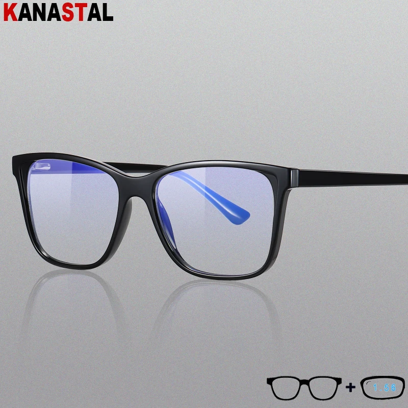 

Women Blue Light Blocking Glasses Men Eyeglasses Frames TR Square Frame Myopia Reading Glasses Computer Eyewear1.56 Spring Leg