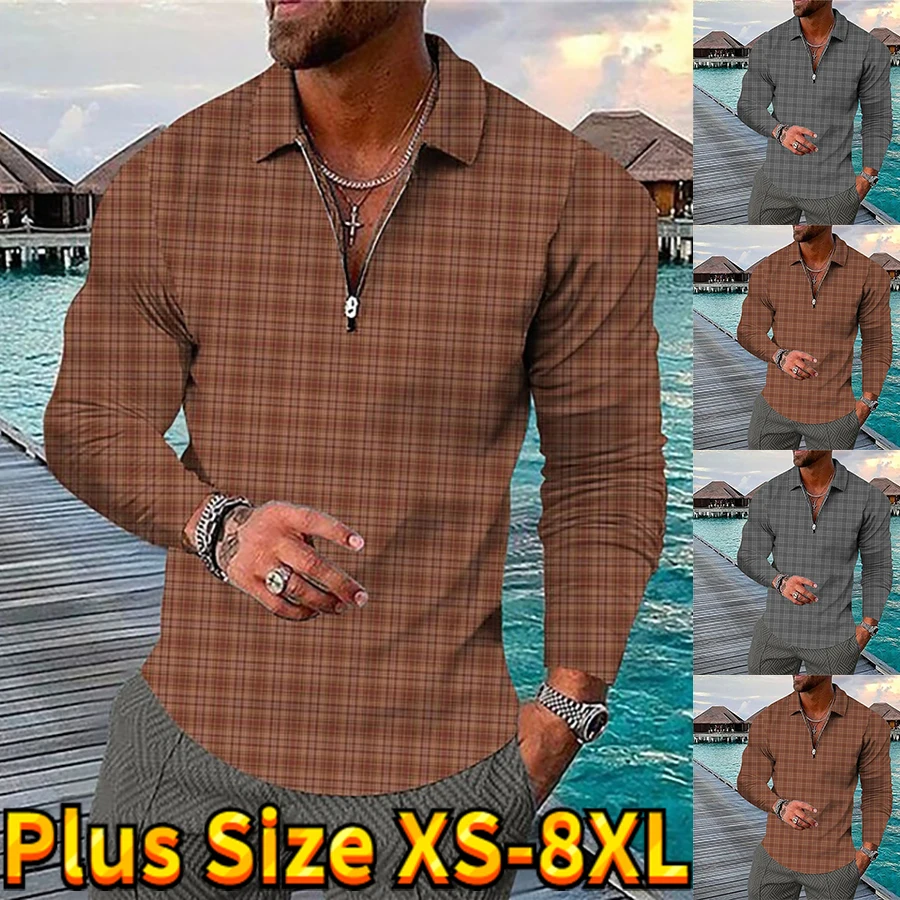 

2023 Lapel Top Men's Polo Shirt Summer Zip Long Sleeve Fashion Street Style Series T-shirt Casual 3D Digital Printing T-shirt