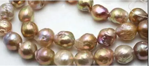 

huge 10-12mm natural south sea pink multicolor nuclear pearl necklace 18inch