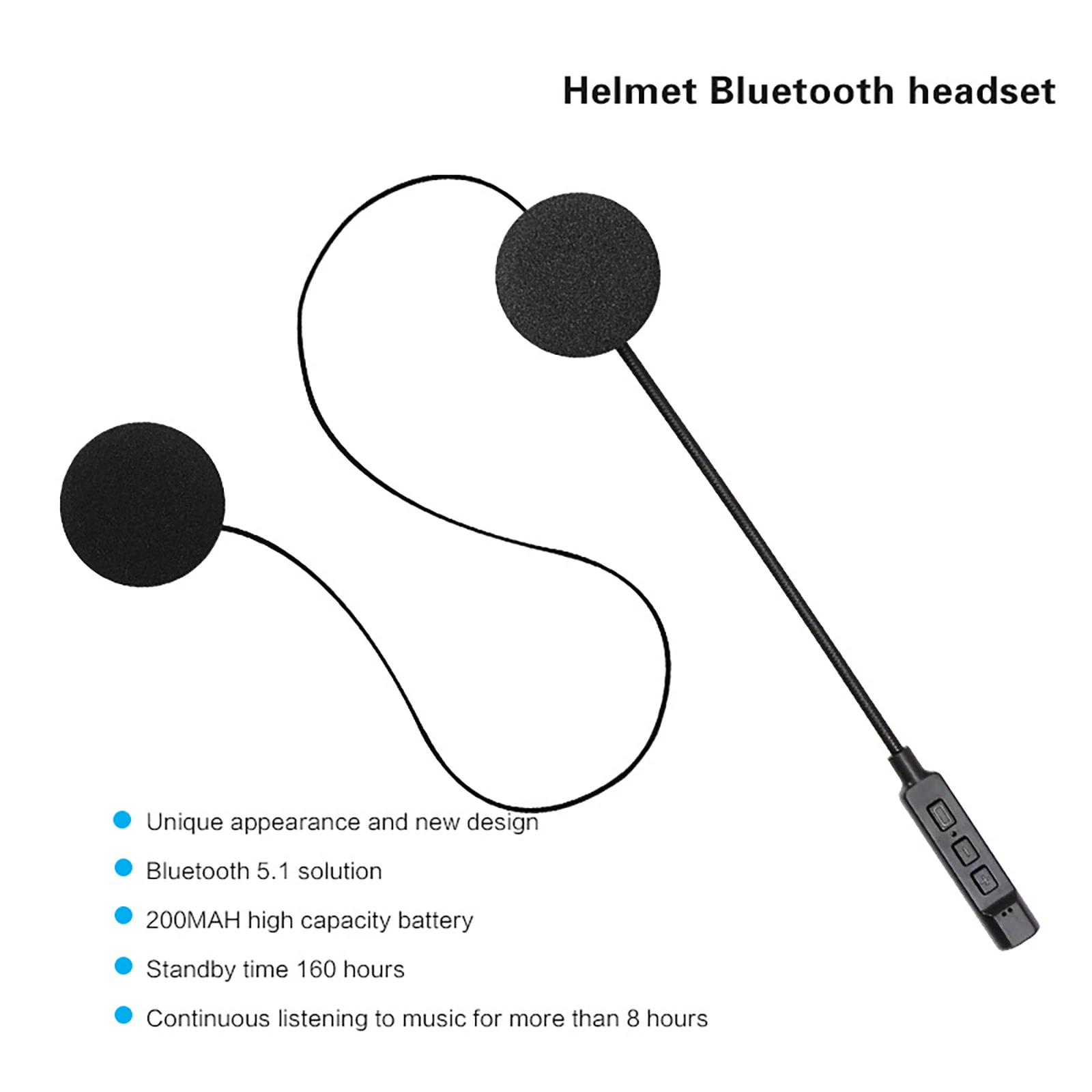 

Новая беспроводная гарнитура Bluetooth 5,0 для мотоциклетного шлема, мотоциклетные наушники с поддержкой громкой связи, черные