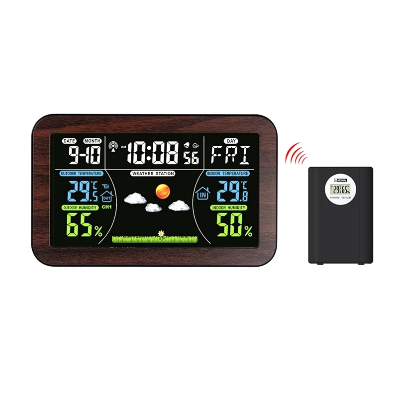 

Digital Table Watch With Temperature And Humidity Gauge Weather Station Alarm Clocks Snooze Desk Clock