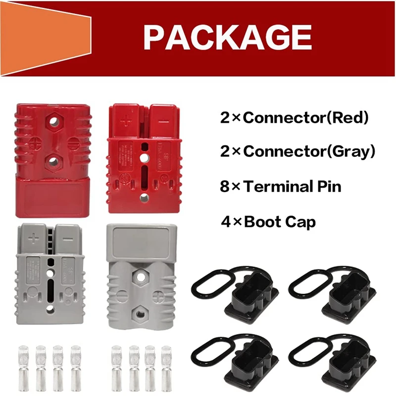 

1Set For Winch Trailer 2-4 AWG175A Battery Power Connector 12-36V Cable Quick Connect Disconnect Kit Anderson Connector