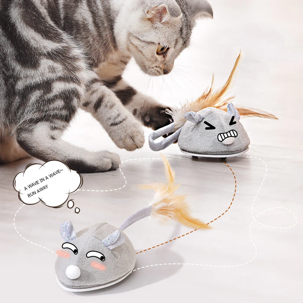 Ratón de juguete con sensor inteligente para gatos, juguete interactivo de peluche eléctrico, juguete para gatos con carga USB