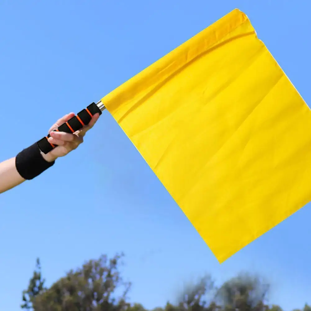 

Флаг футбольного судьи, губчатая ручка, впитывающий пот, привлекательный флаг для соревнований по футболу, водонепроницаемый сигнал судьи ...