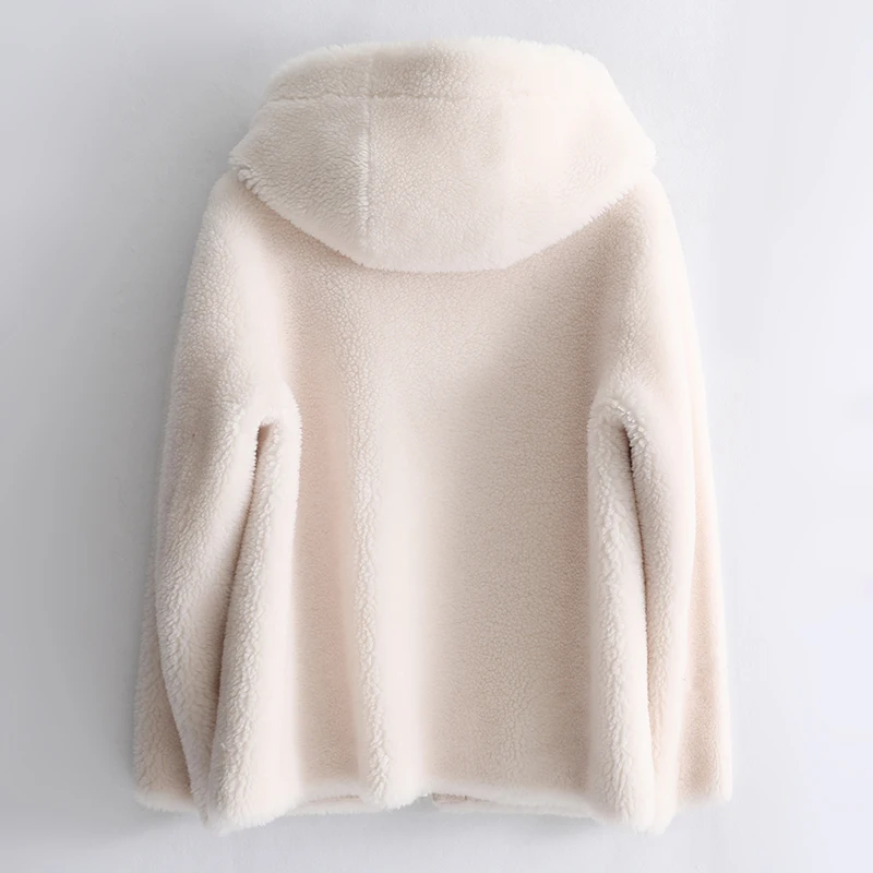 GOURS Winter Genuine Shearling Jackets for Women Fashion Natural Wool Real Fur Overcoats with Hooded Thick Warm Soft New LD1816