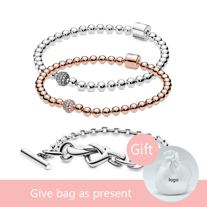 

LR Hot Zirconia Round Charms Pan-Style 925 Silver Bracelets For Women Girls OT Hand Chain Beads For Jewelry Making 2022