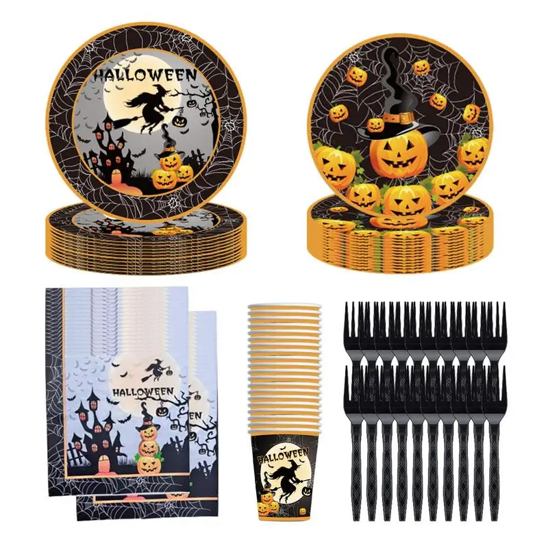 

Halloween Reception Plate Set disposable Halloween Tableware set Festival party Dinnerware For outdoor indoor celebrations