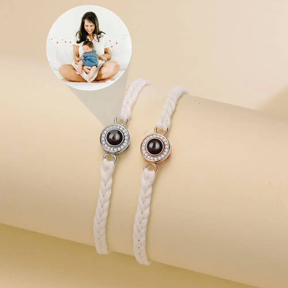 Projection Photo Bracelets Personalized Custom Photo Circle  Bracelet for Women Men Couple Girlfriend Memorial Jewelry Gift 2023