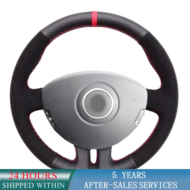 

Customized Car Steering Wheel Cover Anti-Slip Suede Leather Car Accessories For Renault Clio 3 2005-2013 Clio 3 RS 2005-2013