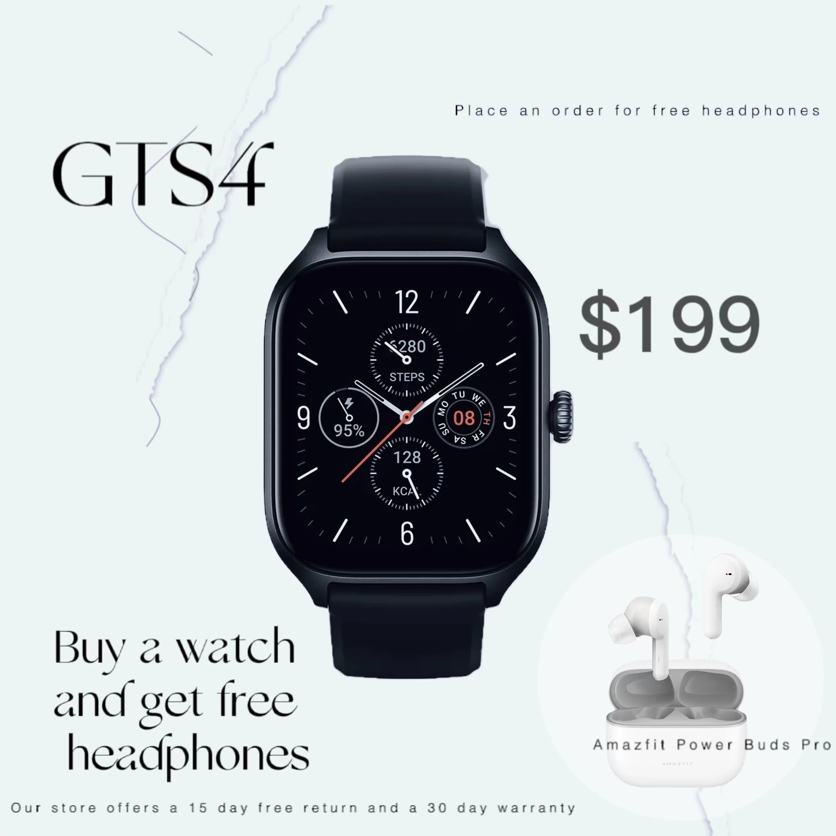 

Amazfit GTS 4 Smartwatch Alexa Built-in 150 Sports Modes AMOLED Display Smart Watch Music For Women Waterproof 95 New No Box