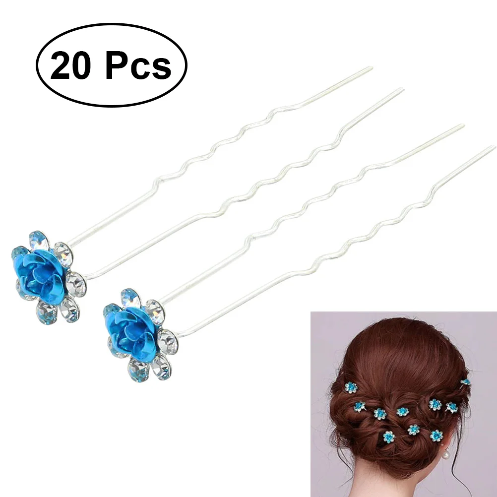 

20pcs Bridal Hair Crystal Rose Fashion Rhinestones Hairpins Hair Clips for Wedding