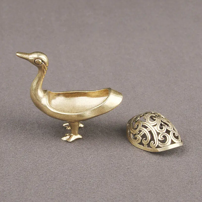 Латунная статуя из гуся и утки настольная горелка для ароматерапии декоративное